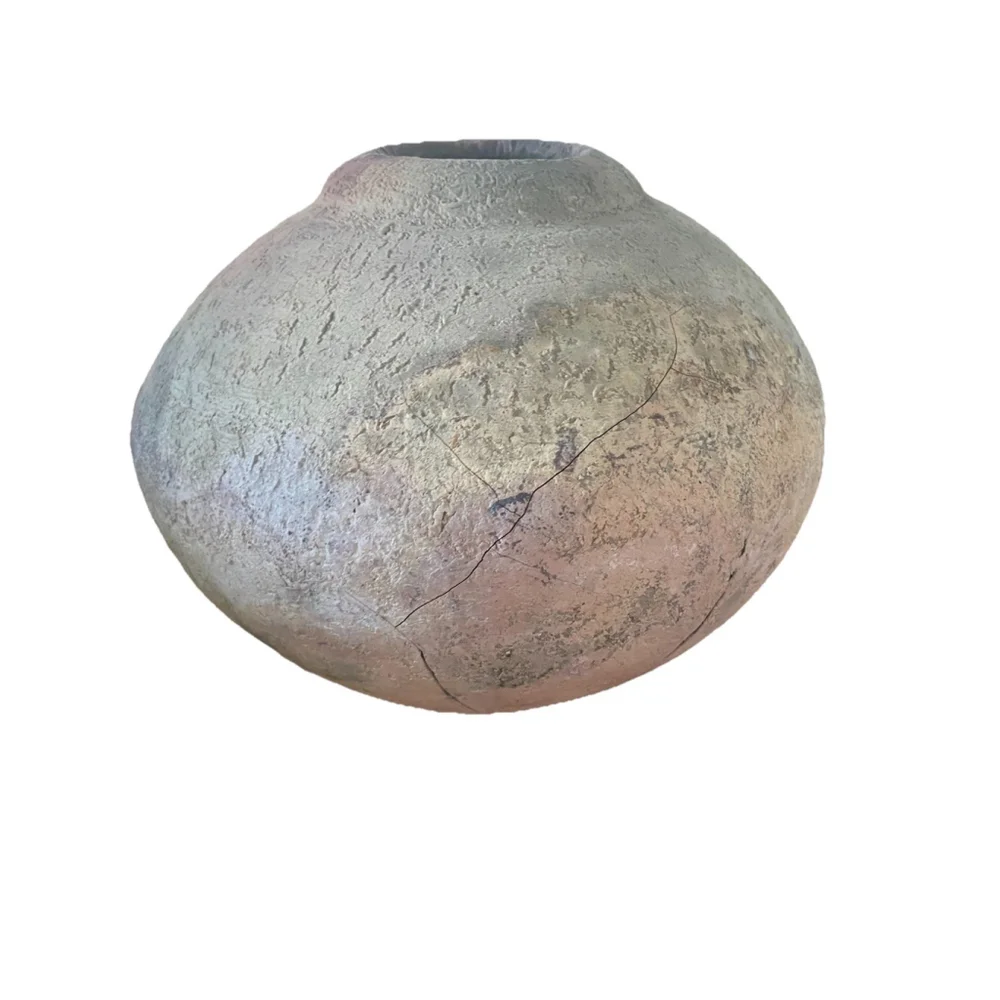 Studio Art Roku Pottery Large Round Vase, Signed—Vintage SW Earthy Pastels